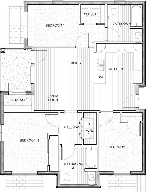 deer creek 3 bed 2 bath 1077 sf
